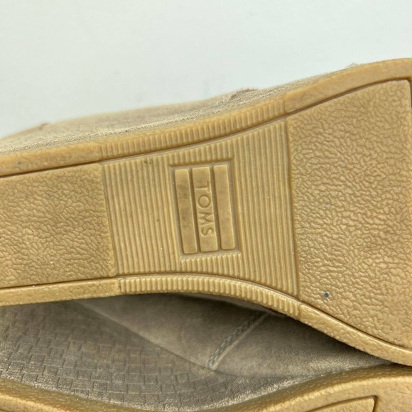 TOMS Boots Womens 9 Tan Suede‎ Desert Wedge Ankle Booties Lace Up Casual Shoes - Picture 9 of 12